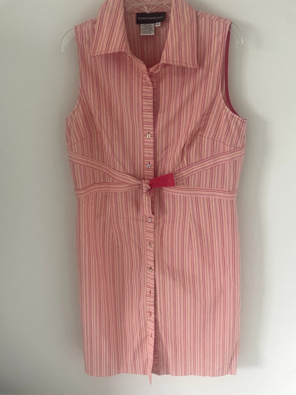Donna Morgan Vintage Button Closure Tie Front Shift Dress Sz 14